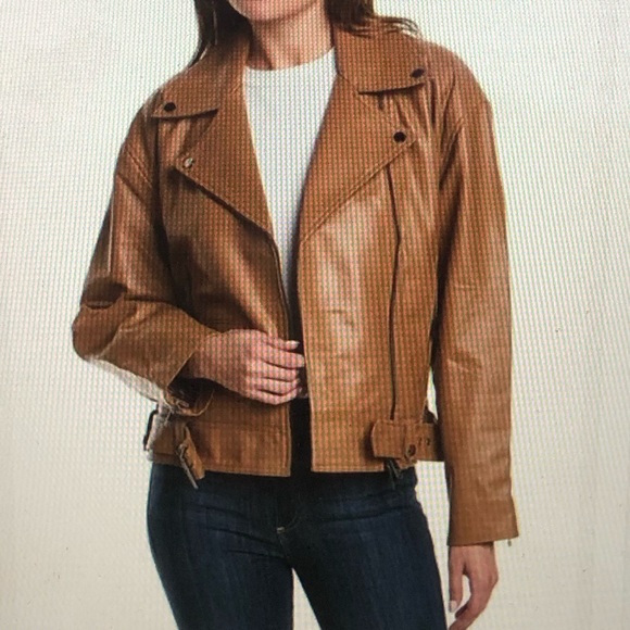 Badgley Mischka Rochelle Leather Moto Jacket - Picture 1 of 5